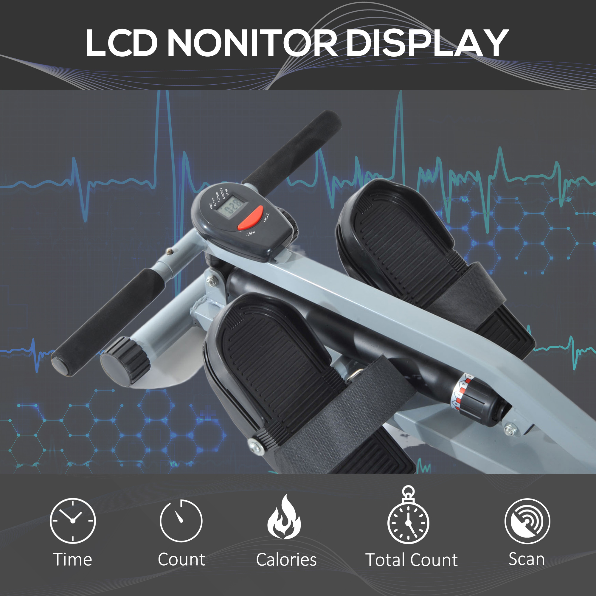 HOMCOM Rowing Machine Cardio Rower Workout Fitness Body Tonner Home Gym ...