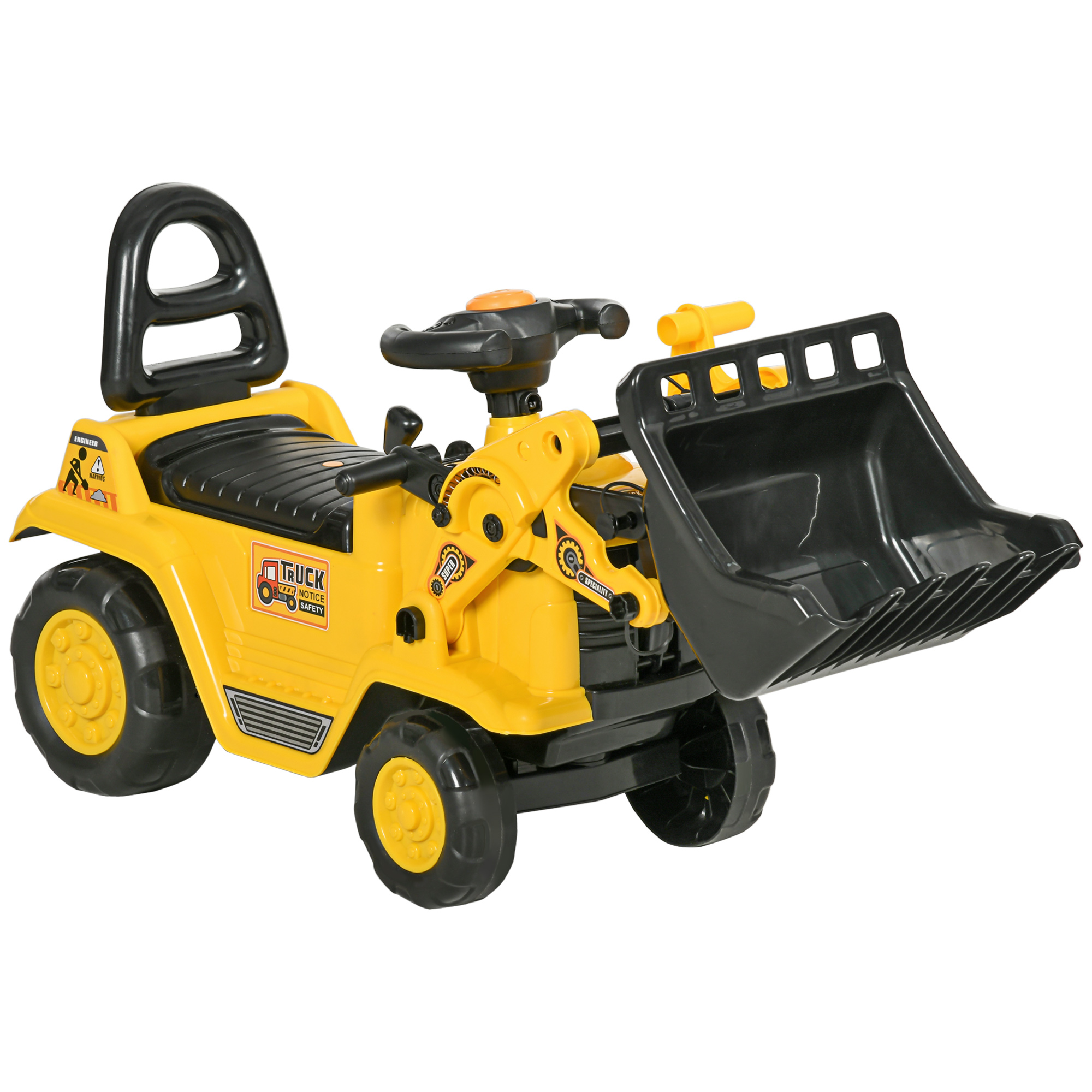 HOMCOM NO POWER 3 in 1 Ride On Toy Bulldozer Digger Tractor Pulling ...