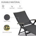Outsunny Outdoor Folding Sun Lounger, 5-Position Adjustable Chaise Lounge Chair with Aluminium Frame for Patio, Pool and Garden, Grey - 5