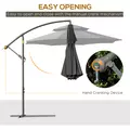Outsunny 2.7m Banana Parasol Cantilever Umbrella with Crank Handle, Double Tier Canopy and Cross Base for Outdoor, Hanging Sun Shade, Black - 4