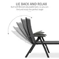 Outsunny Outdoor Folding Sun Lounger, 5-Position Adjustable Chaise Lounge Chair with Aluminium Frame for Patio, Pool and Garden, Grey - 4