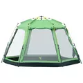 Outsunny 6 Person Pop Up Camping Tent, 2-Tier Design Backpacking Tent with 4 Windows 2 Doors Portable Carry Bag for Fishing Hiking, Green - 1