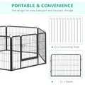 PawHut 12 Panels Heavy Duty Puppy Playpen, for Small Dogs, Indoor and Outdoor Use - Silver - 6