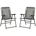 Outsunny 2 Pieces Foldable Chair Set, Outdoor Portable Loungers for Camping Pool Beach Deck, Lawn Chairs with Armrest Steel Frame, Grey - 2