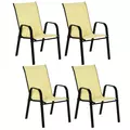 Outsunny Set of Four Stackable Mesh Seat Chairs - Beige - 1