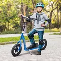 HOMCOM Kids Scooter Kick Scooter, with 12" EVA Tyres, Rear Brake, Big Wheels Scooter for 5-12 Years , Blue - 2