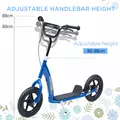 HOMCOM Kids Scooter Kick Scooter, with 12" EVA Tyres, Rear Brake, Big Wheels Scooter for 5-12 Years , Blue - 4