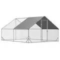 PawHut Chicken Walk-in Run, Galvanised Chicken Coop, Hen Poultry House Cage, Rabbit Hutch Pet Playpen Garden w/ Water-Resist Cover, 3 x 4 x 2m - 1