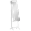 HOMCOM Jewellery Cabinet with LED Light, Lockable Jewellery Organiser with Full-Length Mirror for Bedroom Dressing Room, White - 1