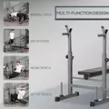 HOMCOM Adjustable Weight Bench, Foldable Bench, with Barbell Rack, Grey - 4