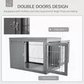 PawHut Furniture Style Dog Crate for Small and Medium Dogs, End Table Pet Cage with Two Lockable Doors - Grey - 5