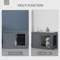 PawHut Furniture Style Dog Crate for Small and Medium Dogs, End Table Pet Cage with Two Lockable Doors - Grey - 4
