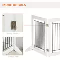 PawHut Foldable Pet Gate, with Three Panels & Two Support Feet - White - 6