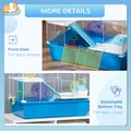 PawHut Hamster Cage, Gerbil Cage 3 Tier for Dwarf Hamster with Tube, Exercise Wheel, Water Bottle, Food Dish 59 x 36 x 47 cm- Blue - 6