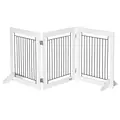 PawHut Foldable Pet Gate, with Three Panels & Two Support Feet - White - 8