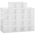 HOMCOM 18PCS Clear Shoe Box, Plastic Stackable Shoe Storage Box for UK/EU Size up to 8.5/43 with Magnetic Door for Women/Men, 25 x 35 x 19cm - 1