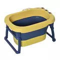 HOMCOM Baby Bathtub for 0-6 Years Collapsible Non-Slip Portable with Stool Seat for Newborns Infants Toddlers Kids - Yellow - 1
