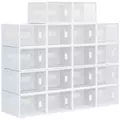 HOMCOM 18PCS Clear Shoe Box, Plastic Stackable Shoe Storage Box for UK/EU Size up to 12/46 with Magnetic Door for Women/Men, 28 x 36 x 21 cm - 1