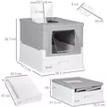 PawHut Hooded Cat Litter Box, Portable Pet Toilet, with Scoop, Front Entry - Grey - 3