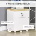 Vinsetto 2-Drawer Filing Cabinet with Lock, Mobile File Cabinet with Hanging Bars for Legal Size and Wheels, Home Office Study, White - 7
