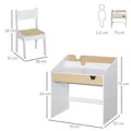 HOMCOM Kids Desk and Chair Set 2 Pieces Children Study Table with Storage Pull-Out Drawer Bookshelf for 3-6 Years Writing, Reading, Drawing - 3