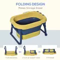 HOMCOM Baby Bathtub for 0-6 Years Collapsible Non-Slip Portable with Stool Seat for Newborns Infants Toddlers Kids - Yellow - 6