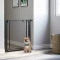 PawHut Dog Safety Gate, for Hallways, Staircases, Doors w/ Automatic Closing Door - Black - 2