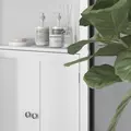 kleankin Triangle Bathroom Cabinet, Corner Bathroom Storage Unit with Cupboard and 3-Tier Shelves, Free Standing, White - 9