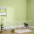 PawHut 5 Panels Pet Playpen Metal Fence w/ Walk Through Door - White - 8