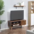 HOMCOM TV Stand Cabinet up to 55 Inches, TV Unit with Single Door and Open Shelves, Cable Holes for Living Room, Bedroom, Brown - 2