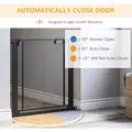 PawHut Dog Safety Gate, for Hallways, Staircases, Doors w/ Automatic Closing Door - Black - 5