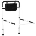 HOMCOM Safety Bed Rail, Height Adjustable Bed Assist Rail with Storage Pocket, Grab Bar for Disabled and Senior, White - 1