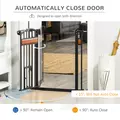 PawHut Pet Gate Safety Gate, with Cat Flap, Auto Close, for Staircases, Doorways, Hallways, 74-80cm Wide - Black - 5