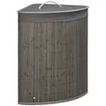 HOMCOM Bamboo Laundry Basket with Lid, 55 Litres Laundry Hamper with Removable Washable Lining,  Corner Washing Baskets, 38 x 38 x 57cm, Grey - 1