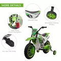 HOMCOM 12V Kids Electric Motorcycle Ride-On, with Training Wheels, for Ages 3-6 Years - Green - 6