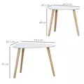 HOMCOM Nesting Coffee Table, Set of 2 Side Tables, Stacking End Tables with Solid Wood Legs, for Living Room Bedroom, White - 3
