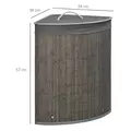 HOMCOM Bamboo Laundry Basket with Lid, 55 Litres Laundry Hamper with Removable Washable Lining,  Corner Washing Baskets, 38 x 38 x 57cm, Grey - 3