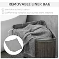 HOMCOM Bamboo Laundry Basket with Lid, 55 Litres Laundry Hamper with Removable Washable Lining,  Corner Washing Baskets, 38 x 38 x 57cm, Grey - 5