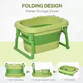 HOMCOM Foldable Baby Bathtub, with Stool - Green - 5