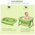 HOMCOM Foldable Baby Bathtub, with Stool - Green - 6
