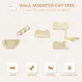 PawHut 4PCs Wall-Mounted Cat Shelves w/ Scratching Post, Hammock, Nest - Beige - 4