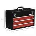 DURHAND 3 Drawer Tool Chest, Lockable Metal Tool Box with Ball Bearing Runners, Portable Toolbox, 510mm x 220mm x 320mm, Black - 3