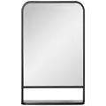 HOMCOM Modern Square Wall Mirror with Storage Shelf, 86 x 53 Mirrors for Living Room, Bedroom, Black - 1