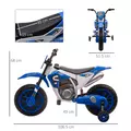 HOMCOM 12V Kids Electric Motorcycle Ride-On, with Training Wheels, for Ages 3-6 Years - Blue - 3