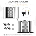 PawHut 74-105cm Pet Safety Gate Stair Barrier, with Auto Close, Double Locking - Black - 6