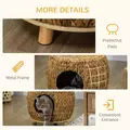 PawHut Wicker Cat Bed Cat House Stool with Washable Cushion, 44 x 43 x 41cm - 7