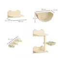 PawHut 4PCs Wall-Mounted Cat Shelves w/ Scratching Post, Hammock, Nest - Beige - 3
