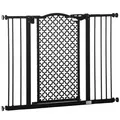 PawHut 74-105cm Pet Safety Gate Stair Barrier, with Auto Close, Double Locking - Black - 1