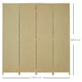 HOMCOM 4-Panel Room Dividers, Wave Fibre Freestanding Folding Privacy Screen Panels, Partition Wall Divider for Indoor Bedroom Office, 170 cm, Brown - 3