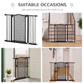 PawHut 74-105cm Pet Safety Gate Stair Barrier, with Auto Close, Double Locking - Black - 8